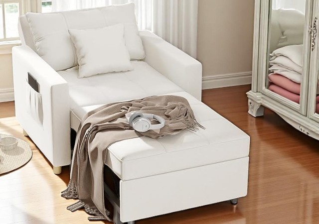 Esright 3-in-1 Convertible Chair Bed with adjustable backrest and pull-out sleeper for versatile small space living