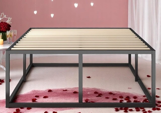 ZINUS Joseph Metal Platform Bed Frame with sleek black steel design, wood slats, and no box spring needed.